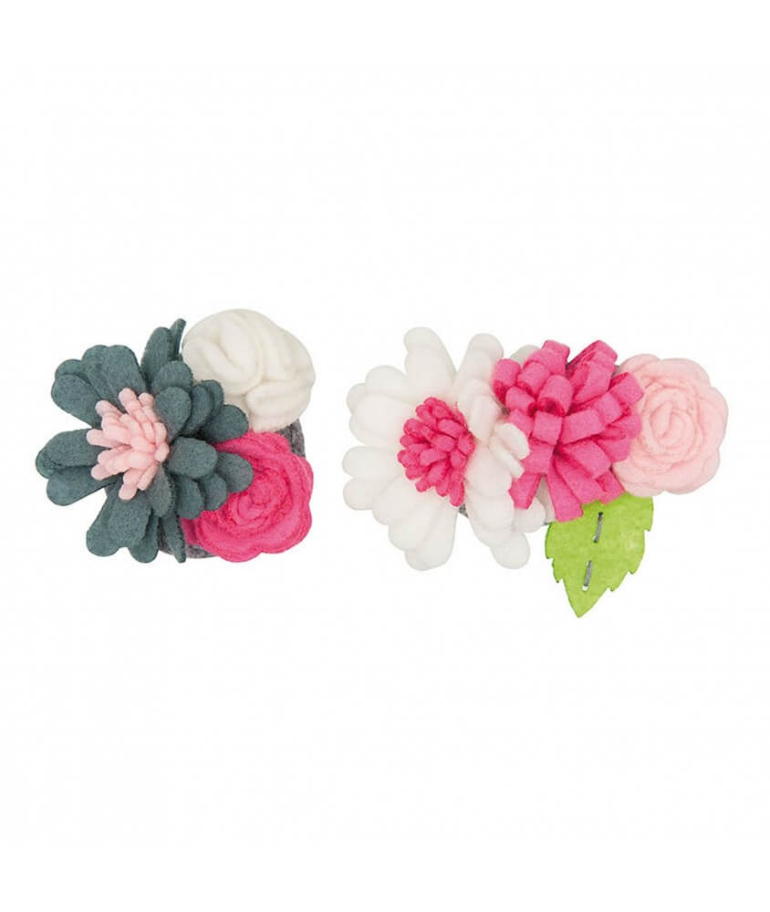Kit bouquet de fleurs en feutrine gris/rose - Rico Design