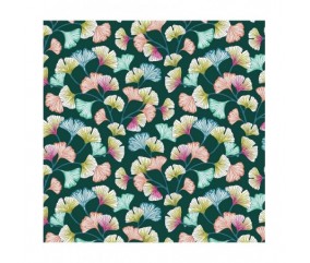 Tissu fleurs Aphrodites Ginko sperenza feuilles vert