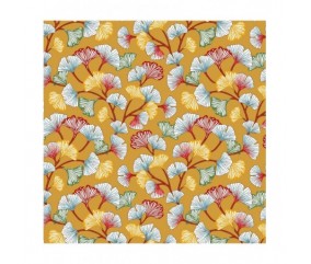 Tissu fleurs Aphrodites Ginko sperenza feuilles Jaune Safran