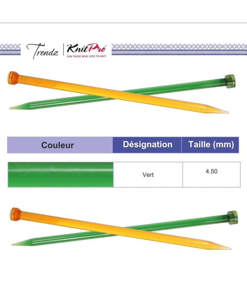 Aiguilles à tricoter Spectra Trendz N°4 à 5,5 - Knitpro - Vert