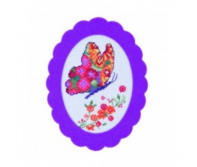 Kit Point de croix ~ Tableau Papillon ~ Flower Power - Rico Design