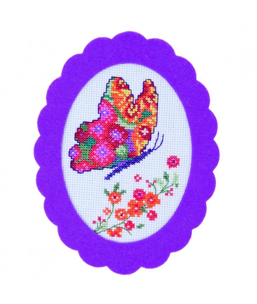 Kit Point de croix ~ Tableau Papillon ~ Flower Power - Rico Design