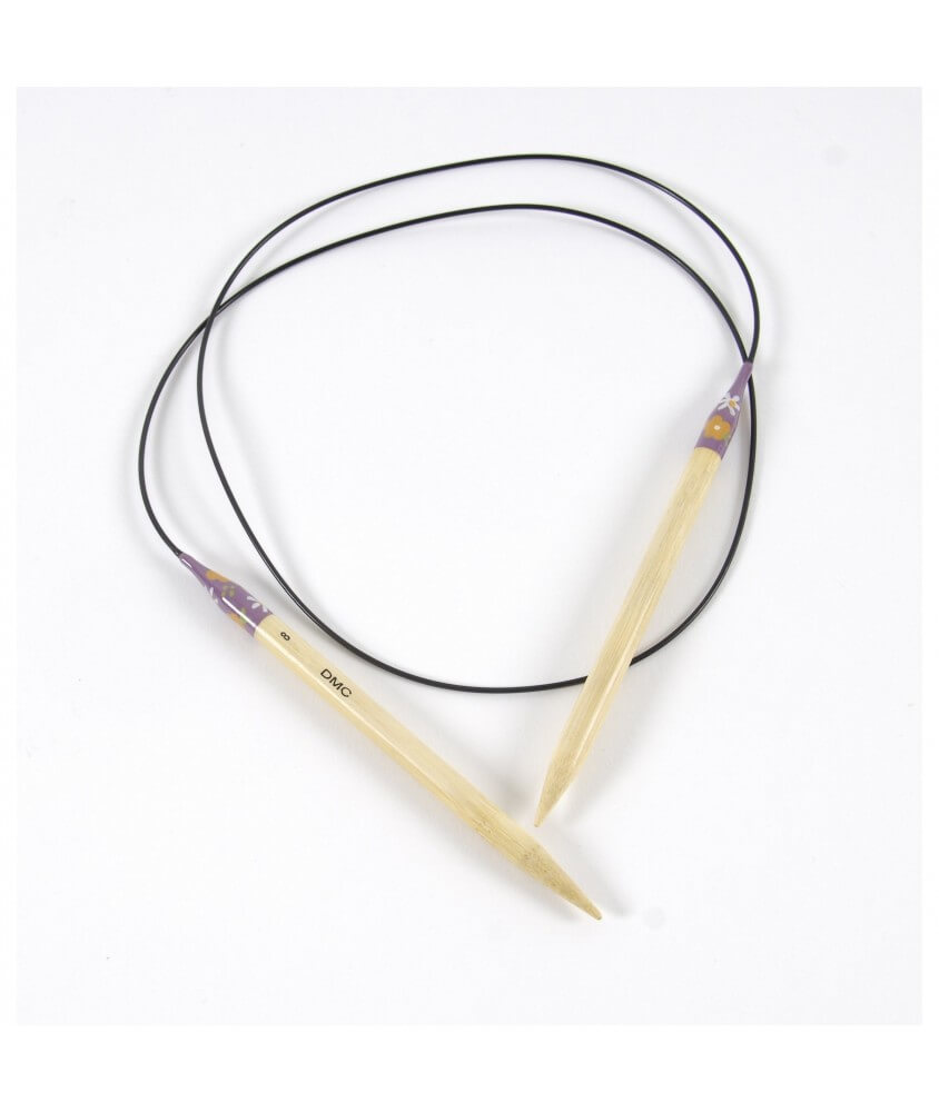 Aiguilles à tricoter circulaires bambou peintes à la main N° 7 à 8 - Dmc