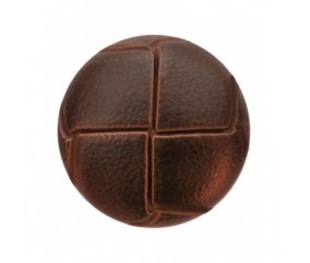 bouton cuir 20 mm haut de gamme couleur marron trés foncé accroche un anneau