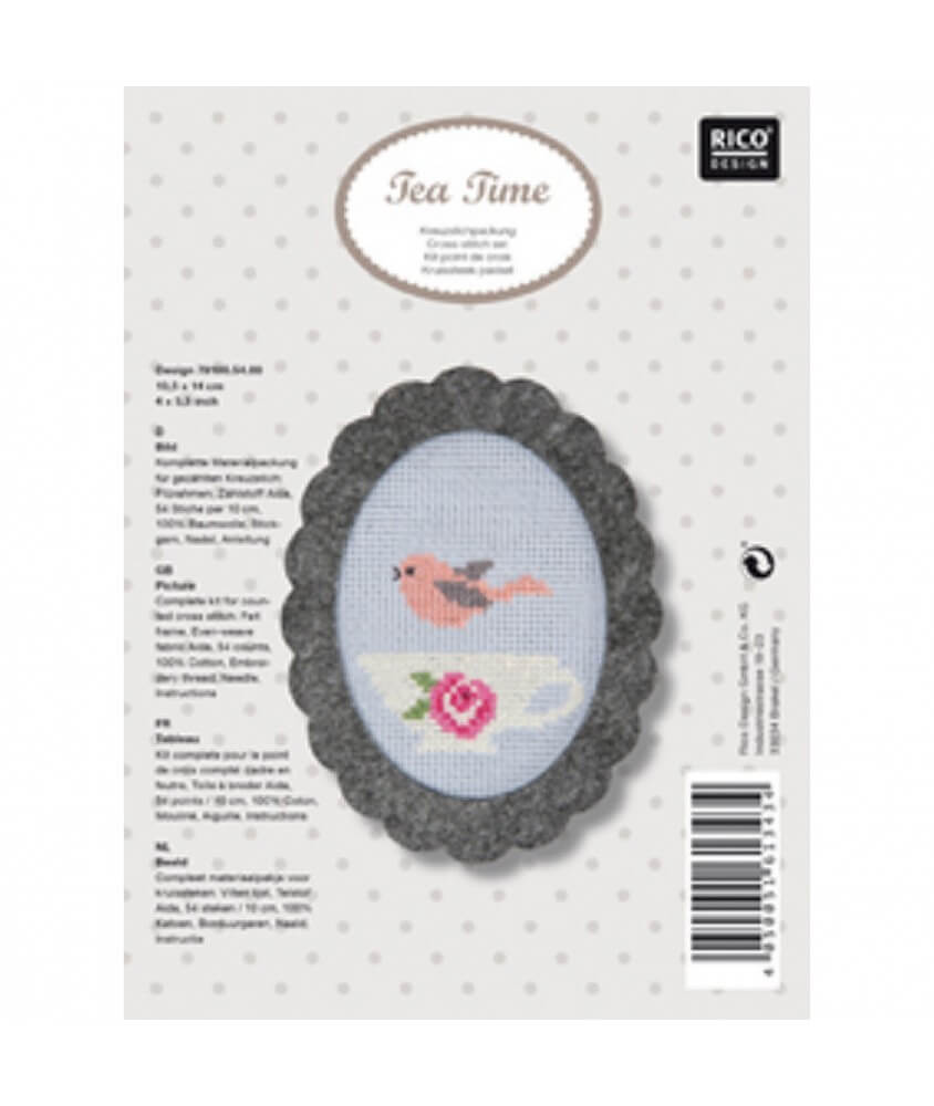 Kit Point de croix ~ Oiseau et tasse ~ Tea Time - Rico Design