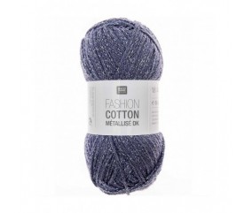 Fil à tricoter FASHION COTTON MÉTALLISÉ - Rico Design016 bleu