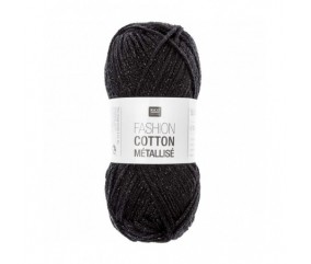Fil à tricoter FASHION COTTON MÉTALLISÉ - Rico Design  06 noir