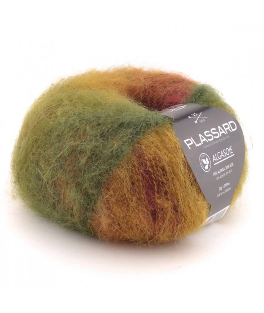 Pelote de soie et alpaga à tricoter ALGASOIE Multicolore - Plassard 64