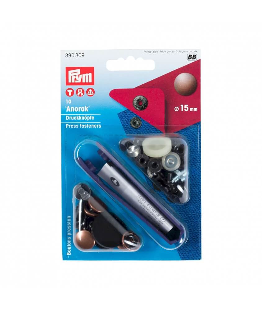Bouton pression sans couture Anorak 15mm X 10 - Prym cuivre antique 390309