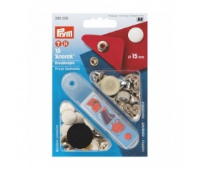 Bouton pression sans couture Anorak 15mm X 10 - Prym blanc 390306