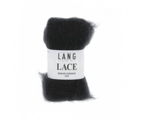 Mohair et soie à tricoter LACE 25 GR - Lang Yarns Sperenza noir 02