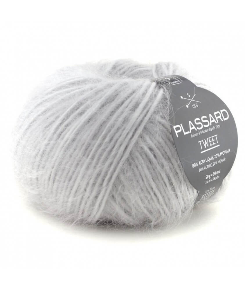 Pelote de mohair à tricoter Tweet - Plassard gris 11 sperenza Pelote de mohair à tricoter Tweet - Plassard gris 11 sperenza