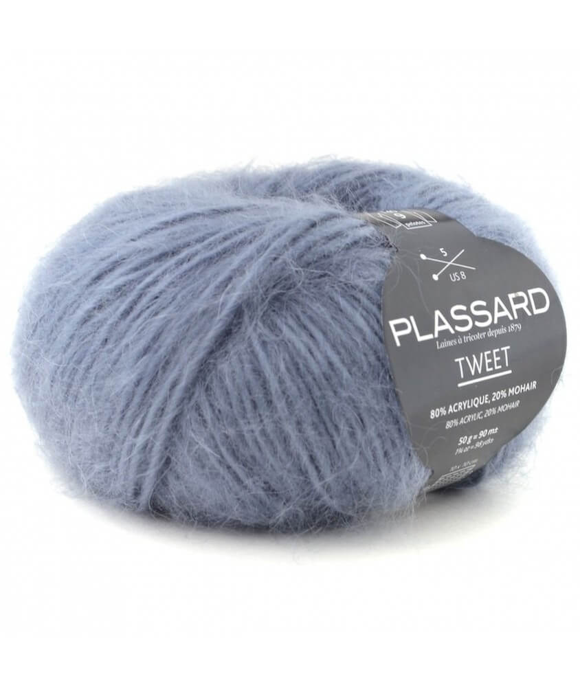 Pelote de mohair à tricoter Tweet - Plassard bleu 23 sperenza