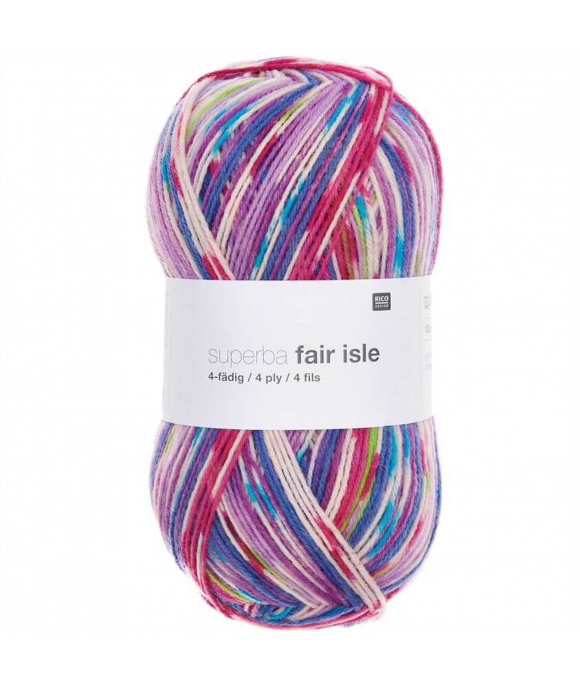 Pelote de laine à chaussettes à tricoter Superba Fair Isle 4 fils - 100GR - Rico Design multicolore 02 sperenza