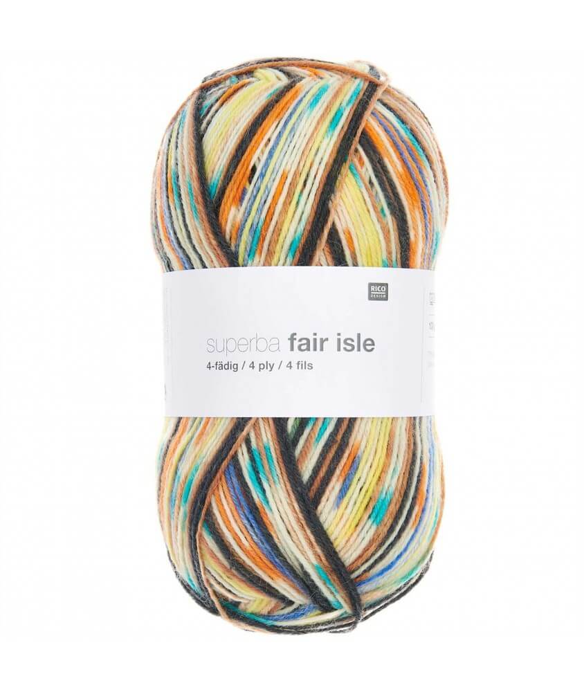 Pelote de laine à chaussettes à tricoter Superba Fair Isle 4 fils - 100GR - Rico Design multicolore 03 sperenza