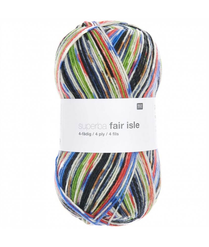 Pelote de laine à chaussettes à tricoter Superba Fair Isle 4 fils - 100GR - Rico Design multicolore 05 sperenza