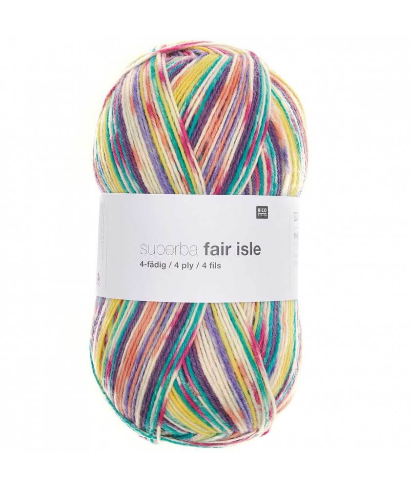 Pelote de laine à chaussettes à tricoter Superba Fair Isle 4 fils - 100GR - Rico Design multicolore 06 sperenza