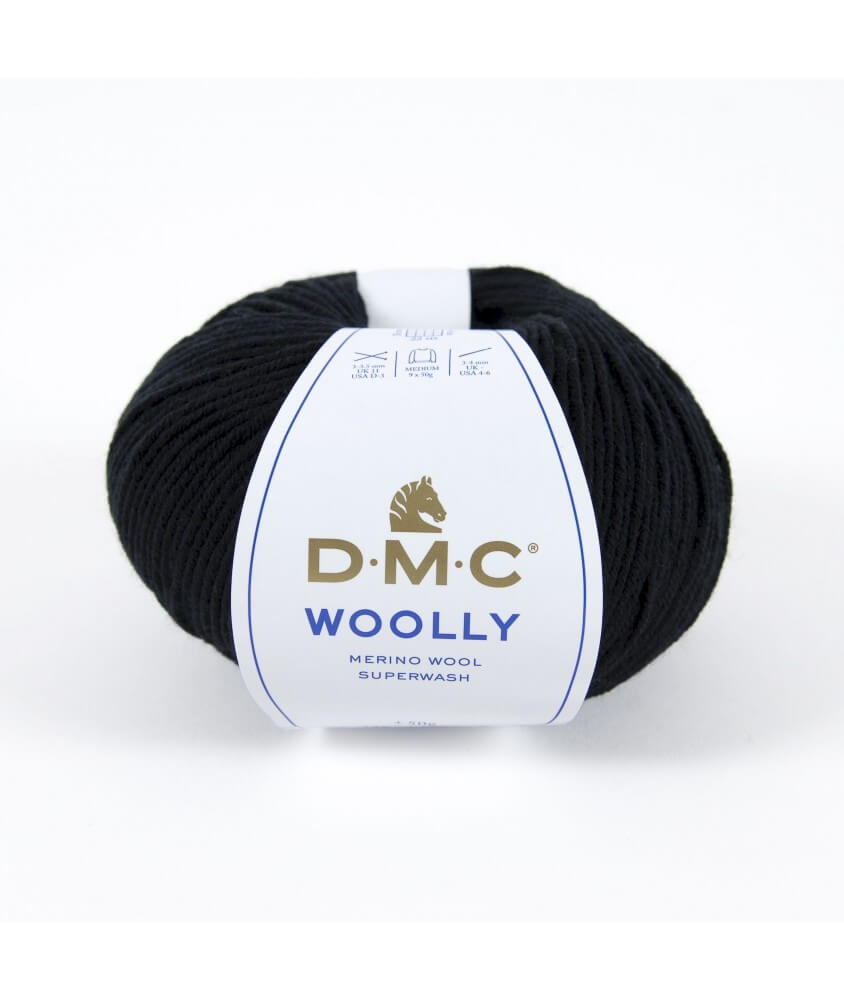 Pelote 100% laine Woolly - DMC noir 02 sperenza