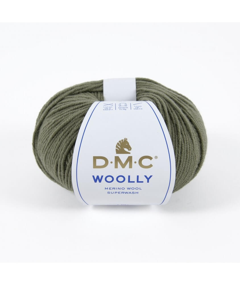 Pelote 100% laine Woolly - DMC vert kaki 83 sperenza