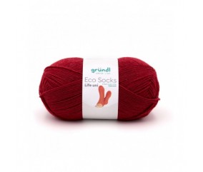 Laine à chaussettes à tricoter ECO SOCKS LIFE UNI - 100 GR - Grundl - certifiée Oeko-Tex ROUGE 01 SPERENZA