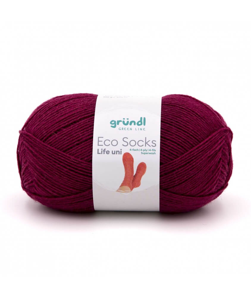 Laine à chaussettes à tricoter ECO SOCKS LIFE UNI - 100 GR - Grundl - certifiée Oeko-Tex VIOLET 02 SPERENZA