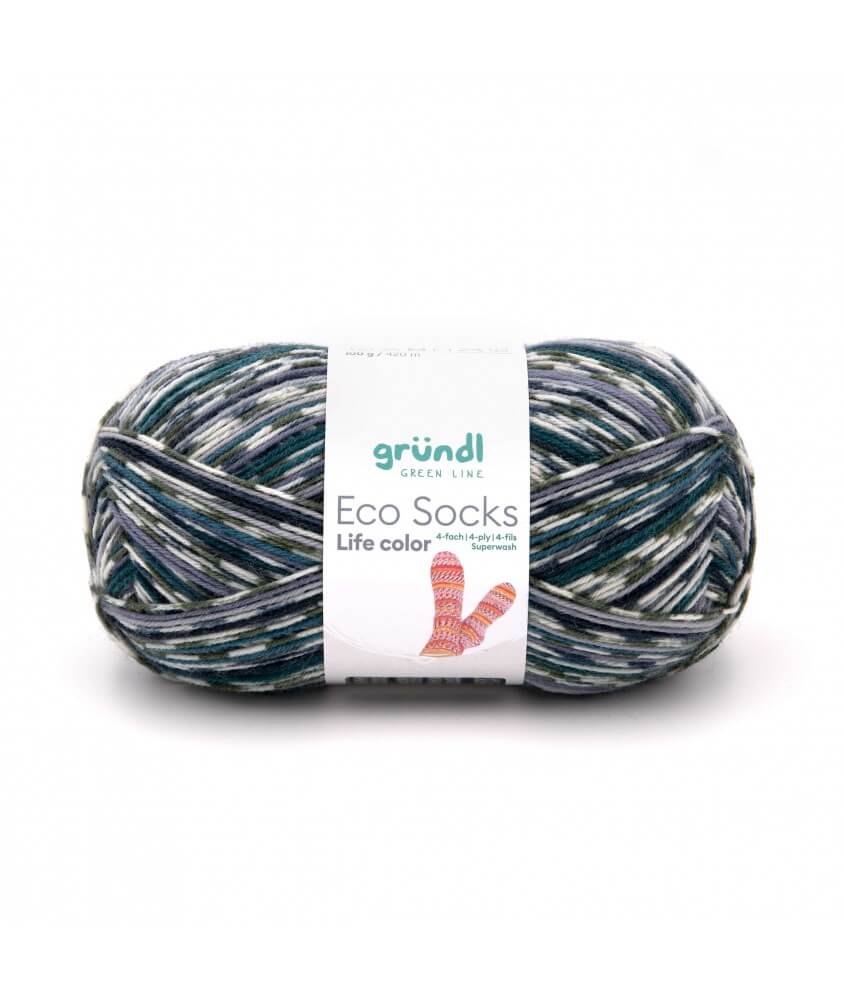 Laine à chaussettes à tricoter ECO SOCKS LIFE COLOR - 100 GR - Grundl - certifiée Oeko-Tex vert 03 sperenza Laine à chaussettes à tricoter ECO SOCKS LIFE COLOR - 100 GR - Grundl - certifiée Oeko-Tex vert 03 sperenza
