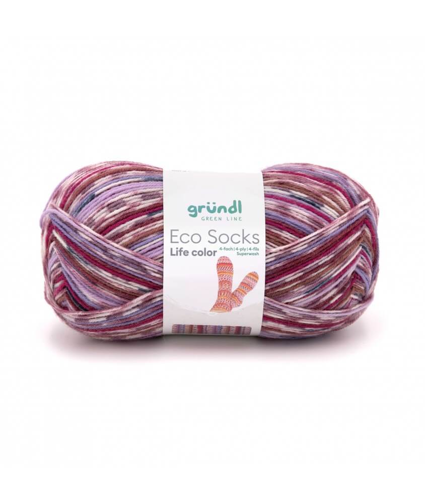 Laine à chaussettes à tricoter ECO SOCKS LIFE COLOR - 100 GR - Grundl - certifiée Oeko-Tex violet 05 sperenza