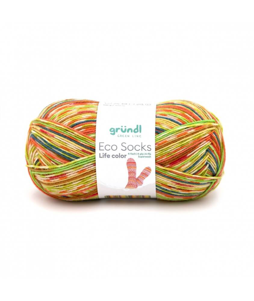 Laine à chaussettes à tricoter ECO SOCKS LIFE COLOR - 100 GR - Grundl - certifiée Oeko-Tex multicolore 06 sperenza