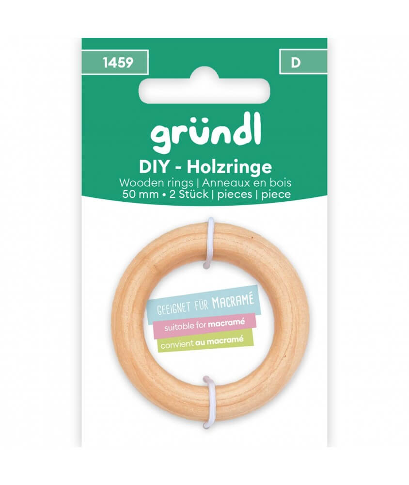 Lot 2 anneaux en bois DIY 50 mm - Grundl