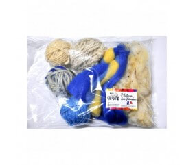Lot de laine écru et bleu pour tissage - Catusse