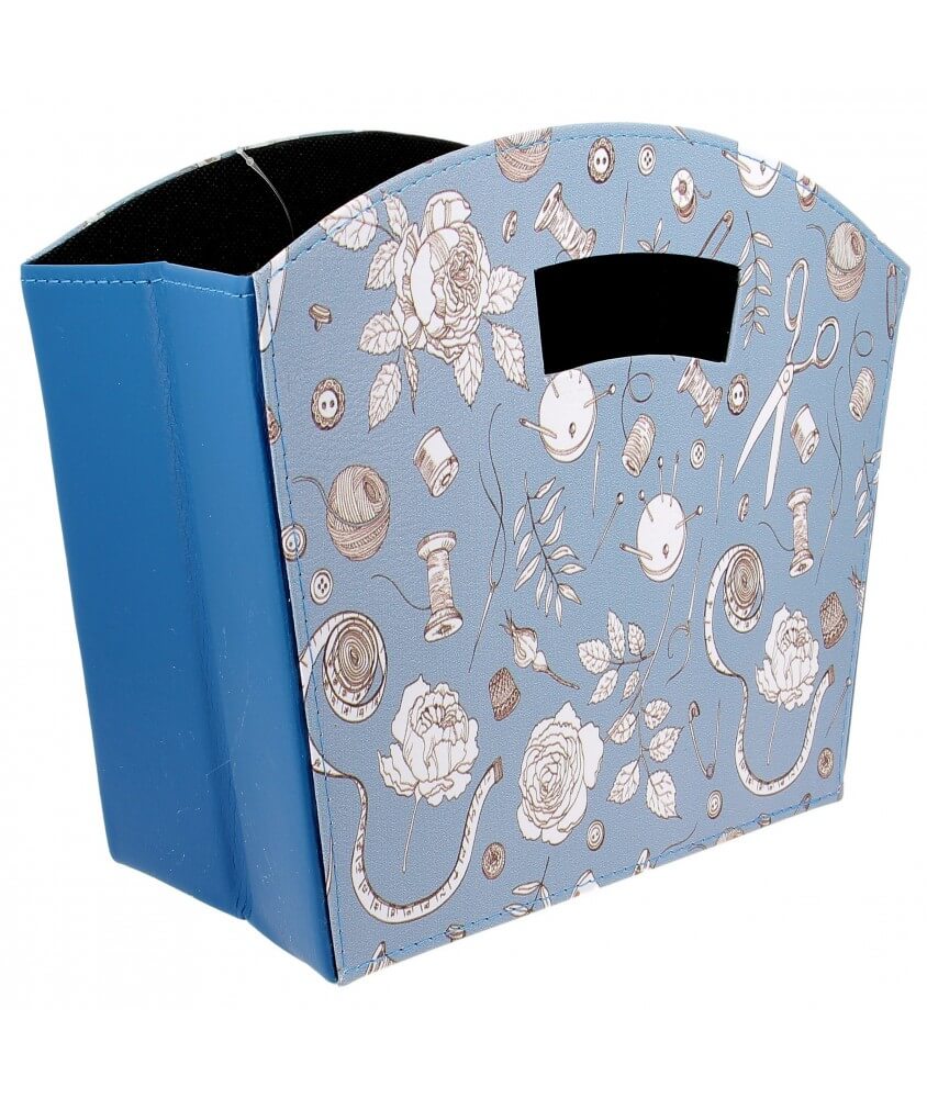 Boite de rangement pliable style couture bleu - Distrifil
