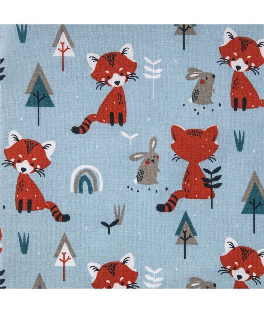 Tissu coton enfant Renard dans la Forêt