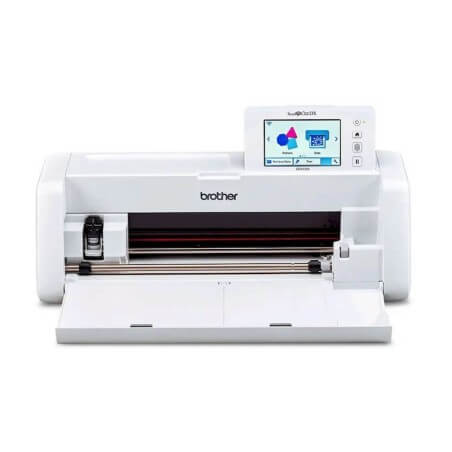 Brother ScanNCut SDX1250 ouverte, chariot et support de découpe en place