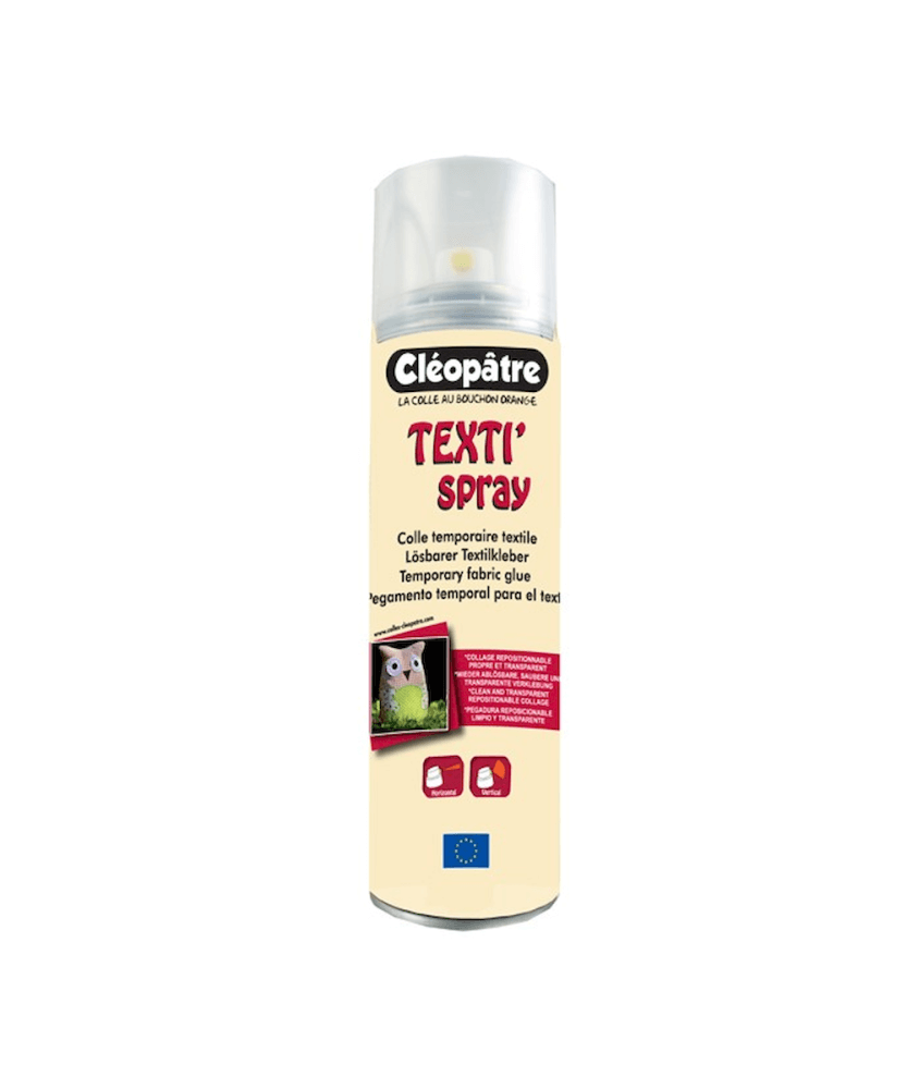 Colle temporaire textile aérosol 250 mL TEXTI'SPRAY CLEOPATRE Colle temporaire textile aérosol 250 mL TEXTI'SPRAY CLEOPATRE