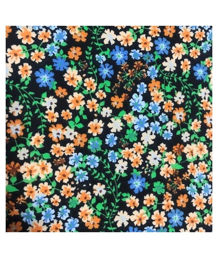 Tissu coton fleuri multicolore - motif et coloris