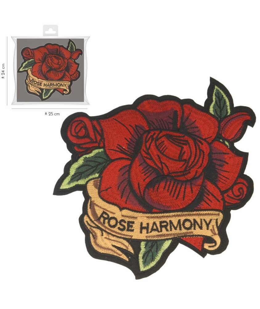 Ecussons Thermocollant Rose brodée 22 X 22 cm - Mediac