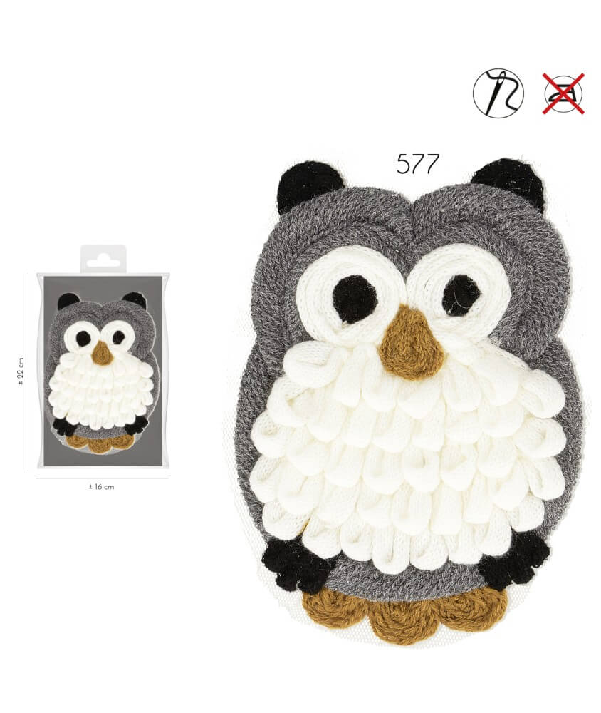 Ecussons thermocollant Hibou en laine 13 x 19 cm - Mediac