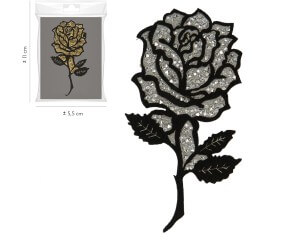 Ecussons Thermocollant Rose Pailletée 5 x 11 cm - Mediac