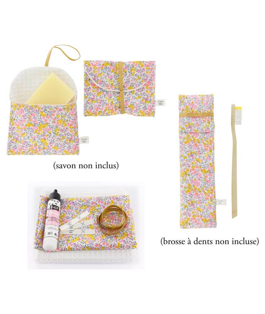 Kit couture 1 étui brosse à dents et 2 pochettes à savon en tissu Liberty ®