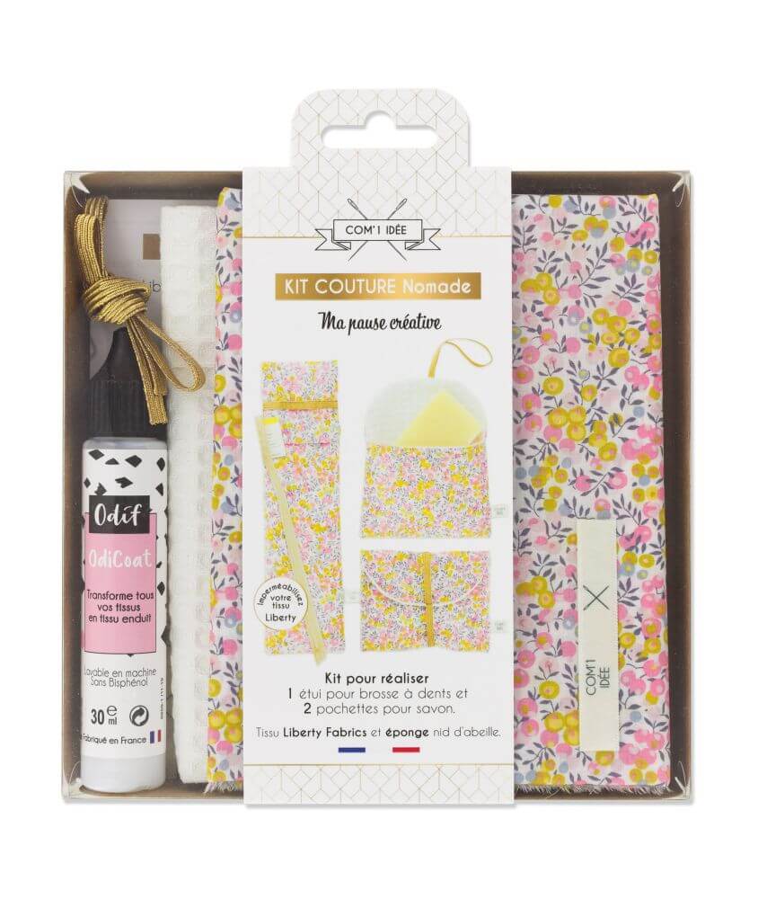 Kit couture 1 étui brosse à dents et 2 pochettes à savon en tissu Liberty ®