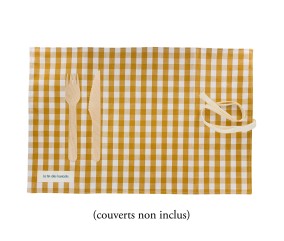 Kit set de table nomade en popeline Vichy
