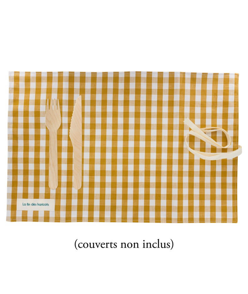 Kit set de table nomade en popeline Vichy Kit set de table nomade en popeline Vichy