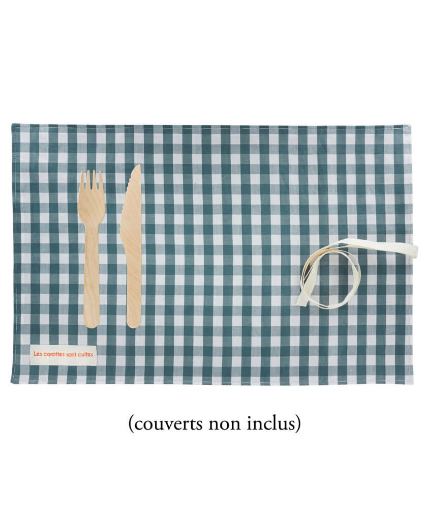 Kit set de table nomade en popeline Vichy Kit set de table nomade en popeline Vichy
