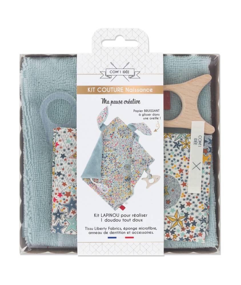 Kit doudou lapinou Liberty + fusée Com'1 Idée