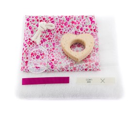 Kit doudou lapinou Liberty + coeur Com'1 Idée
