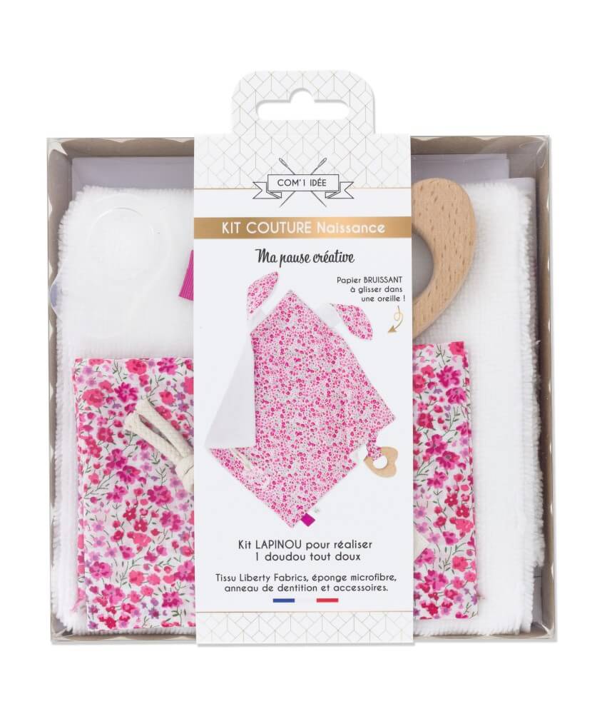 Kit doudou lapinou Liberty + coeur Com'1 Idée