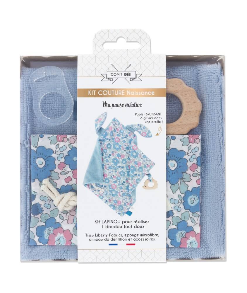 Kit doudou lapinou Liberty + hérisson Com'1 Idée