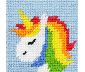 Kit Canevas soudan Rainbow la Licorne 15 x 15 cm - Com'1 Idée