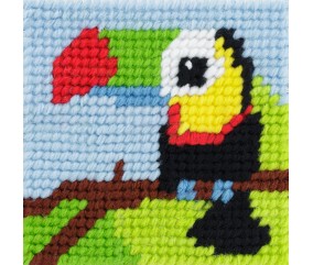 Kit Canevas soudan Titouan le toucan 15 x 15 cm - Com'1 Idée