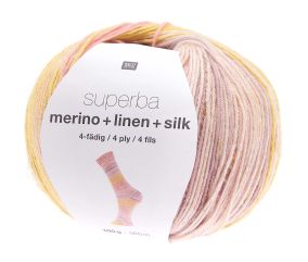 Laine à chaussette Superba Merino + Linen + Silk 4 fils - Rico Design